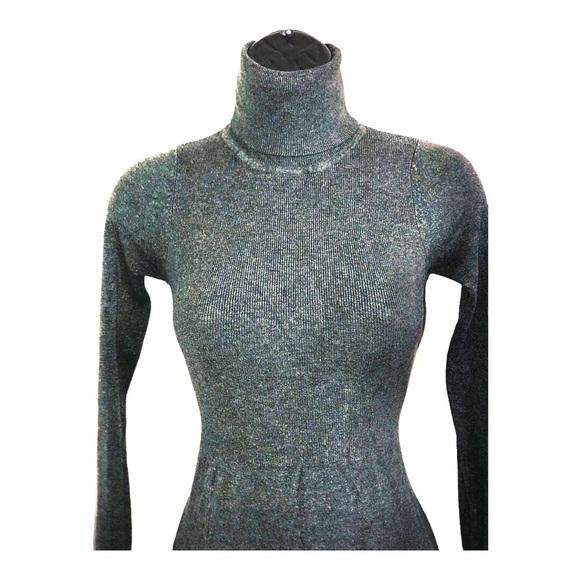 Zara charcoal gray knit stretch turtleneck fitted long sleeve sweater dress‎ - Picture 6 of 16